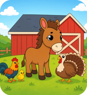 Farm Friends coloring pack: a colored-in farm animal