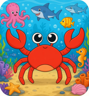 Sea Friends coloring pack: a colored-in sea creature